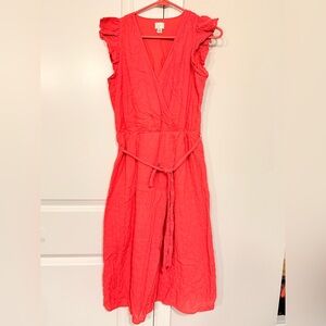 a new day Vibrant Red Midi Dress with Ruffle Sleeves